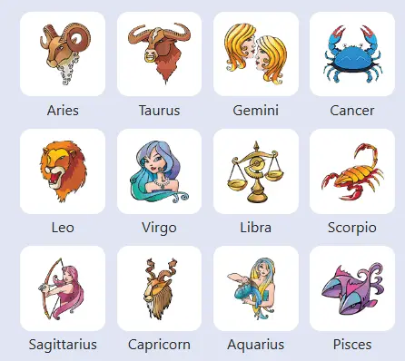 Zodiac Signs In color